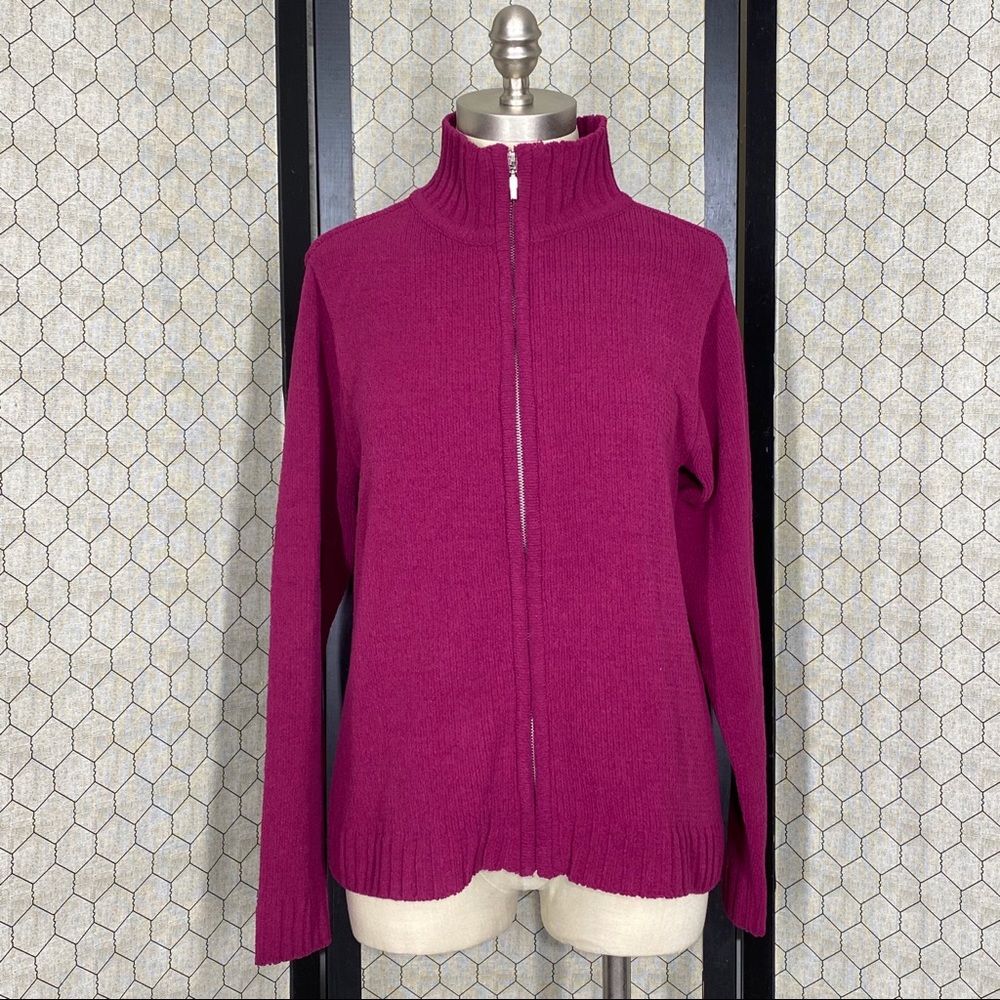 Cherokee Raspberry Fiz Zip Up Cardigan Sweater - Picture 2 of 10